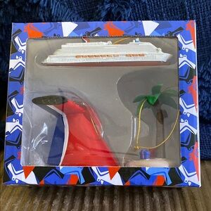 Red and Blue Holiday Ornaments Set with Nautical Charm